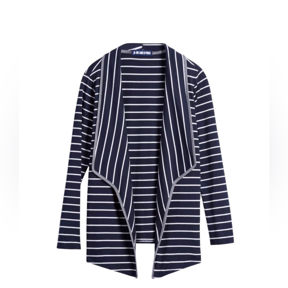 INK LOVE & PEACE, Mac Striped Cardigan, Navy Stripes, Size Medium NWT